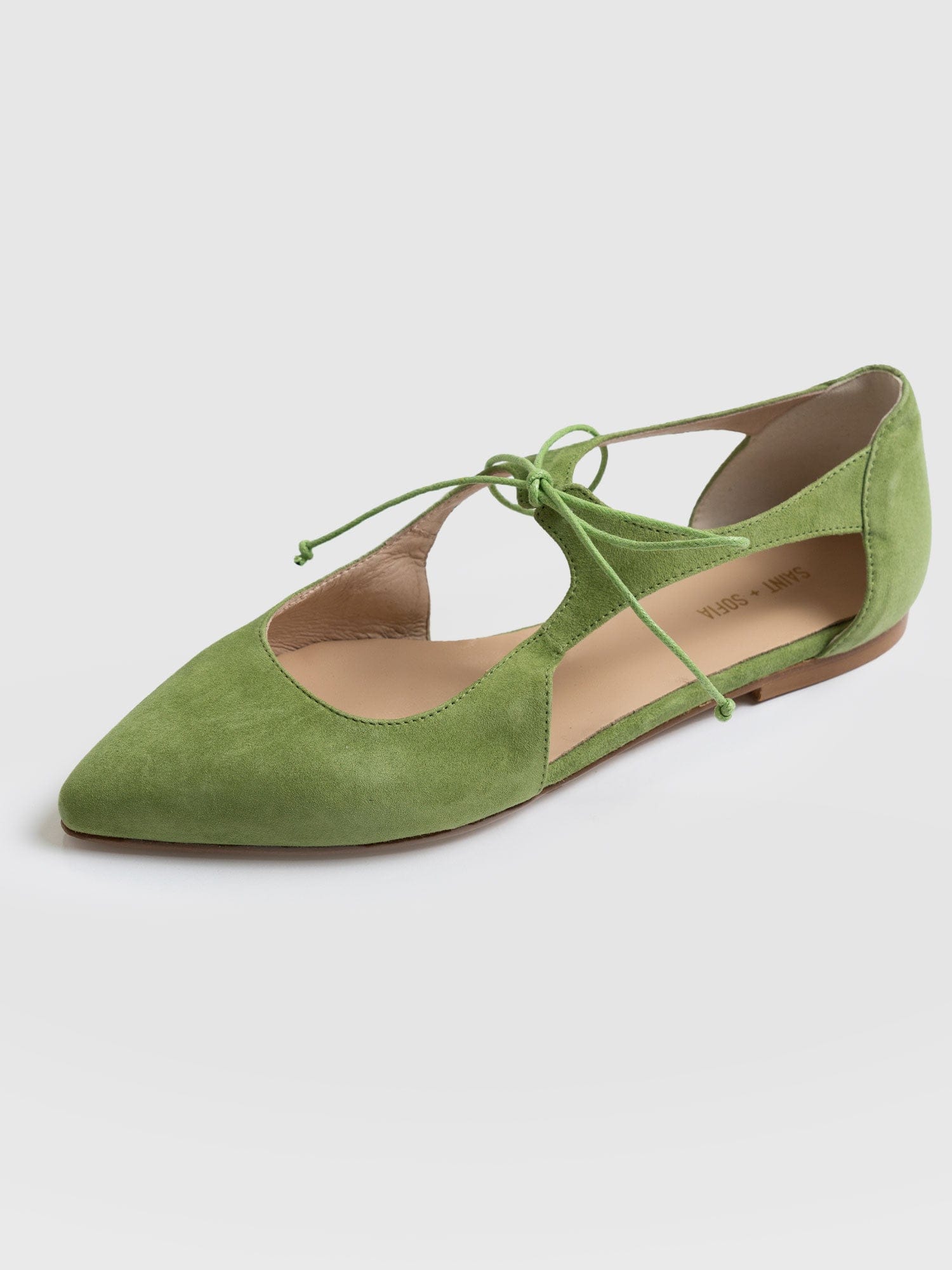 Tie Up Mary Janes Green - Women's Loafers | Saint + Sofia® UK